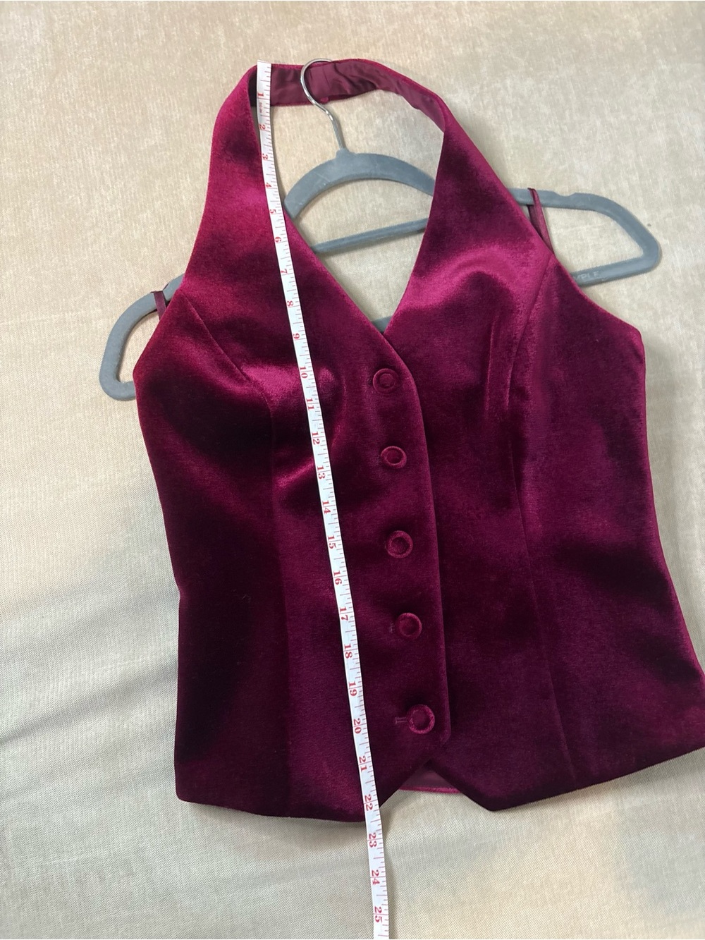White House Black Market Velvet Halter Vest in Wine - Picture 3 of 5